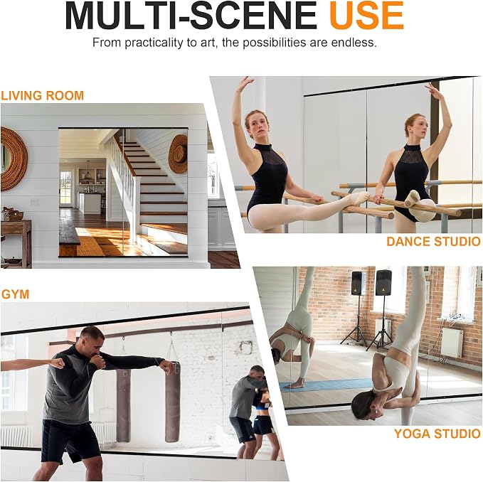 Delma Home Gym Mirror, Large Full Body Tempered Glass Frameless, Wall-Mounted - Image 6