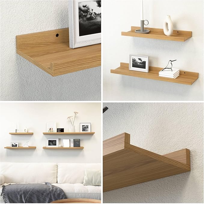 Boswillon 55.1 Inches Long Floating Shelves, 2 Set Rustic Wall Shelf - Image 4