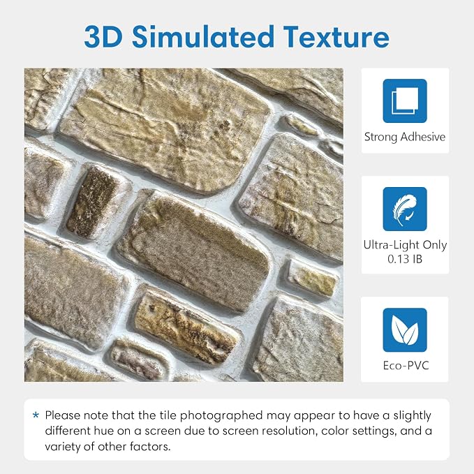 COMSTICKC 3D Faux Stone Peel and Stick Wall Panel, Faux Brick Wall Panels - Image 3