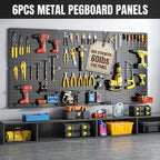 Peg Board, 6 Pack Black Peg Board Panels, 60lbs Load Capacity Each, Pegboard - Image 4
