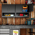Garage Wall Cabinet with Doors and Shelves, Wall Mounted Metal Storage Cabinet - Image 5