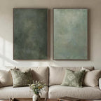 Large Framed Green Abstract Wall Art, 2 Piece Modern Canvas Art Prints Paintings by Cuspin