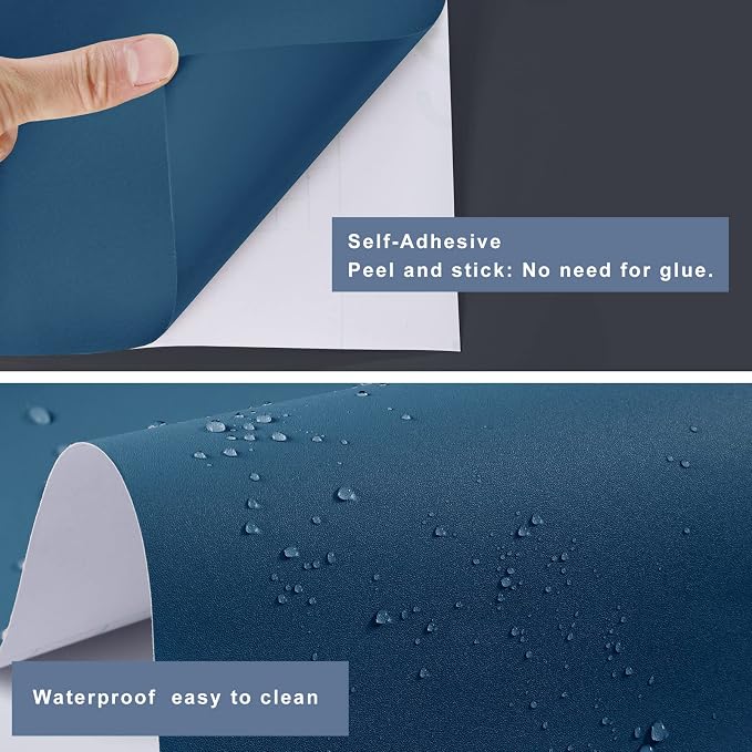 FUKU MON 24"x394" Navy Blue Peel and Stick Wallpaper Matte Blue Contact Paper - Image 8