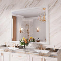 Amorho Bathroom Mirror, 48x40 Inch White Framed Bathroom Mirrors by Amorho