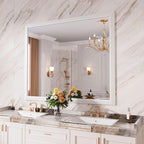 Amorho Bathroom Mirror, 48x40 Inch White Framed Bathroom Mirrors by Amorho