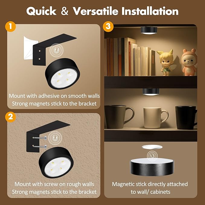 6Pcs Picture Lights for Wall Battery Operated, Magnetic Led Painting Light - Image 8