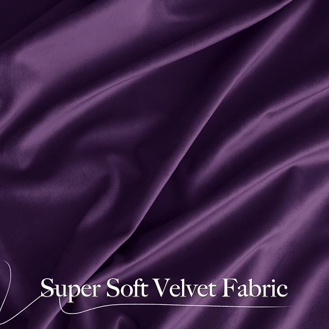 NICETOWN Purple Velvet Curtains 90 inches Long 2 Panels Set, Thermal Insulated - Image 5
