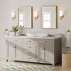 Gold Bathroom Mirror, 24x32 Brushed Gold Bathroom Mirror Beveled Edge, - Image 6