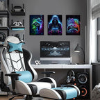BGFCE Cool Gaming Canvas Wall Art Set of 3, Retro Video Game Watercolor Poster - Image 4