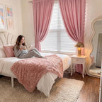 NICETOWN Blush Pink Velvet Curtains 84" Long - Image 2