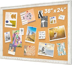 White Cork Board for Wall, 36 x 24 inches Decorative Bulletin Board, Rustic by Unknown