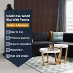 NeatiEase Wood Panels for Wall, 4-Piece 94.5" x 11" Soundproof Wood Slat Wall - Image 5