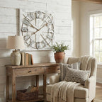 EMAX HOME Large Farmhouse Wall Clock – 24 Inch White Square Rustic Wooden Clock - Image 5