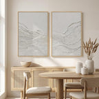 Large Framed White Abstract Wall Art Set of 2 - Image 8