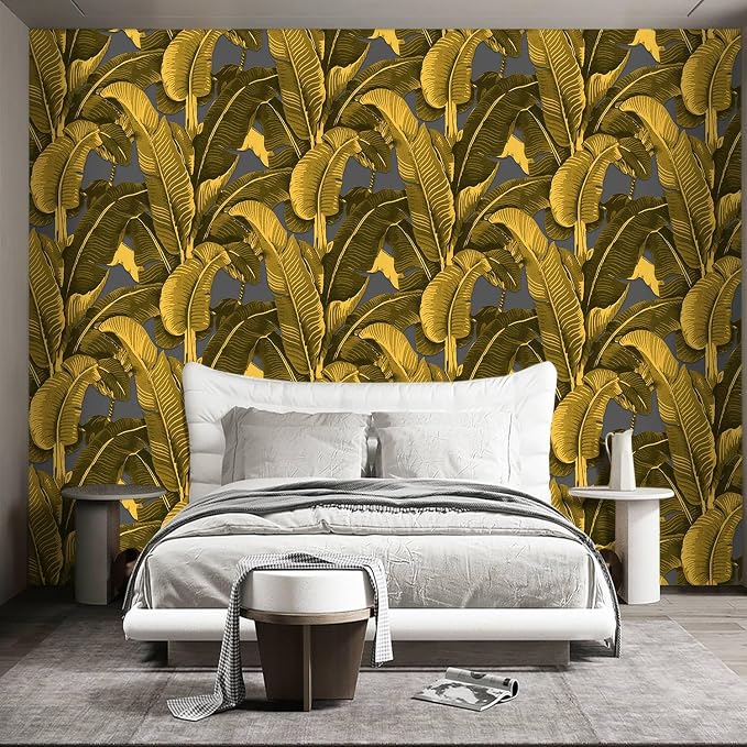 Vintage Gold Banana Leaf Bathroom wallpeper Living Room Bedroom Tropical Plant - Image 3