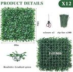 CEWOR 10"x10" Artificial Grass Wall Panels, UV Resistant & Anti-Fade Greenery - Image 2