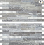 AULIGET 2-Sheet Peel and Stick Backsplash Wall Tiles, Distressed Wood Look PVC by AULIGET