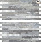 AULIGET 40 Sheets Peel and Stick Backsplash, Distressed Wood Look PVC Wall by AULIGET