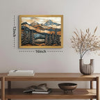 Vintage Boho Mountain Wall Art, Framed Landscape Canvas Wall Art, Nature Forest - Image 5