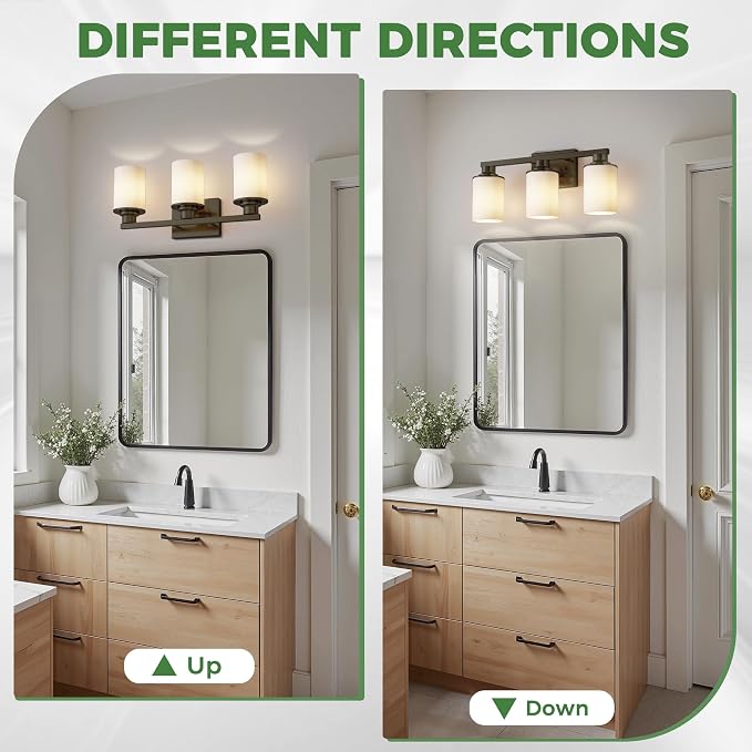 DORESshop 17 Inch Bathroom Light Fixtures, 3-Light Black Bathroom Vanity Light - Image 6