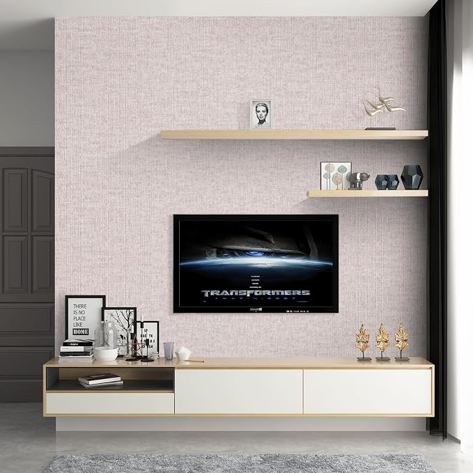 Beige Grasscloth Peel and Stick Wallpaper, Modern Textured Wallpaper 15.75inch - Image 5