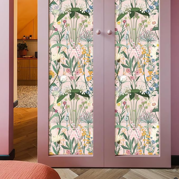 JiffDiff Floral Wallpaper Peel and Stick 17.3"x472" Pink Farm Wildwood Stick on - Image 8