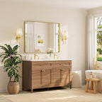 TETOTE 48 x 36 Inch Gold Bathroom Mirror, Champagne Gold Brushed Metal Framed - Image 2