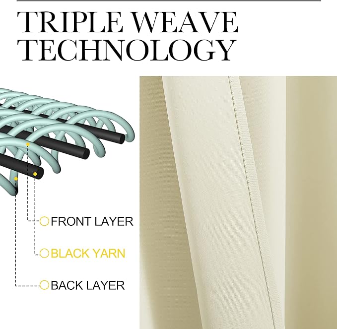 NICETOWN Beige Curtains for Sliding Glass Door, 84 inch Long, Grommet Single - Image 3