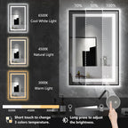LED Bathroom Mirror with Front and Backlit 24"x36", Wall Mounted, Dual LED - Image 4
