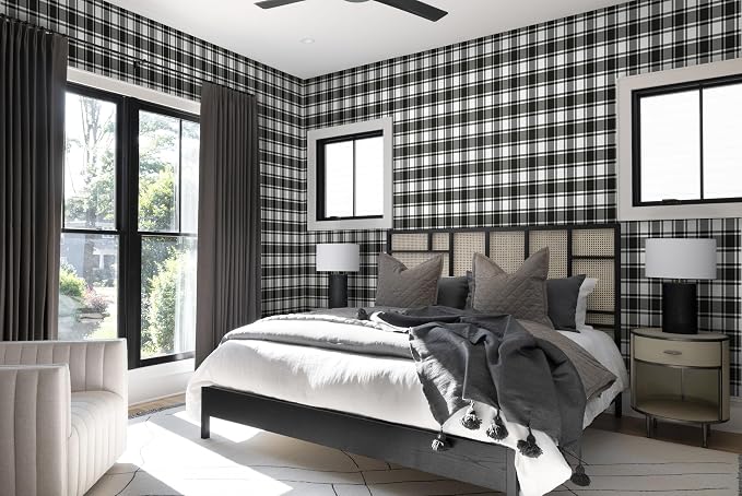 Guvana 17.7"x197" Black and White Peel and Stick Wallpaper Trellis Removable - Image 3