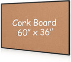Extra Large Cork Bulletin Board 60" X 36", Wall Mounted Notice Pin Board by Justdowhatyouwanttodo