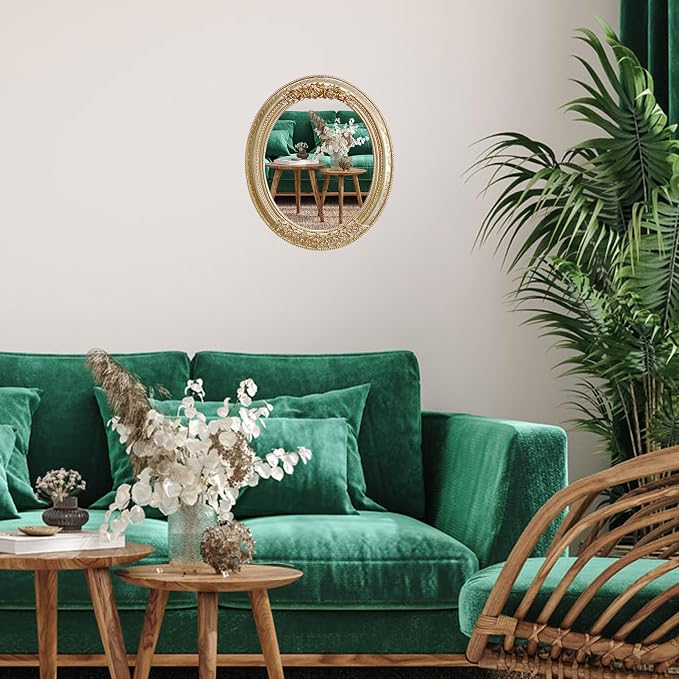 Oval Resin Vintage Mirror, Wall Mounted Decorative Mirror - Image 2