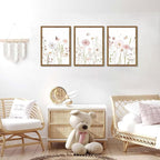 Framed Wildflower Wall Art Set of 3, Vintage Flower Botanical Paintings - Image 2