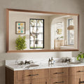 72x36 Inch Bathroom Mirror for Wall, Anti-Rust Walnut Wood Grain Metal Framed by Briivuemodernmirrors