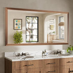 72x36 Inch Bathroom Mirror for Wall, Anti-Rust Walnut Wood Grain Metal Framed by Briivuemodernmirrors