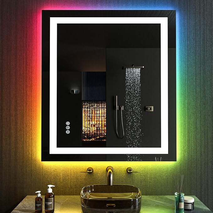 LOAAO 24”X30“ RGB LED Bathroom Mirror - Image 3