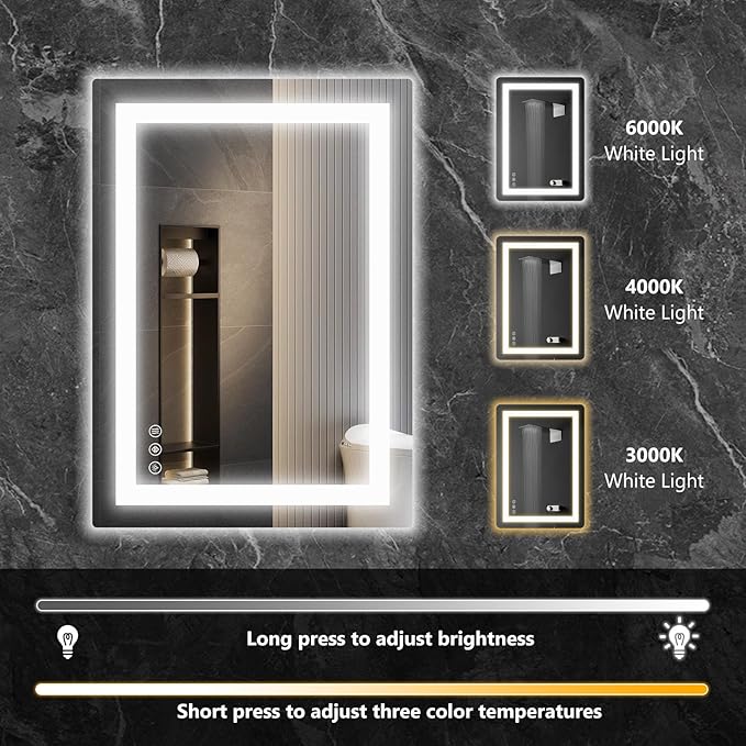 Sweetcrispy 36"x48" Smart Anti-Fog LED Bathroom Mirror - Image 7