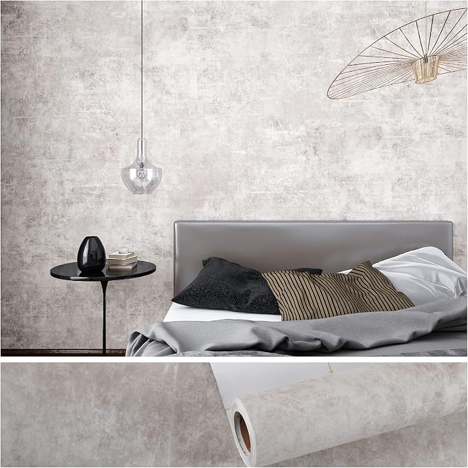 VEELIKE Neutral Concrete Wallpaper Peel and Stick Boho Aesthetic Wallpaper by VEELIKE