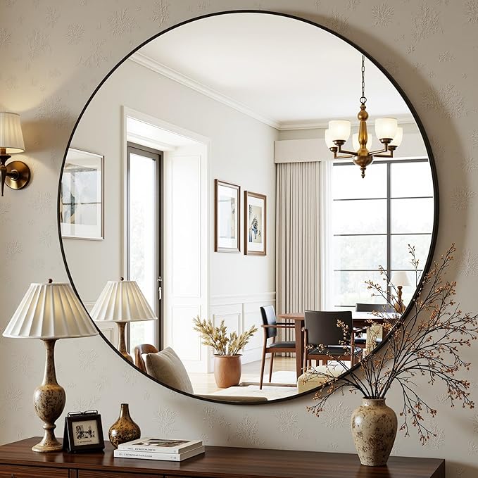Antok 30 Inch Round Mirror for Wall, Round Bathroom Mirror, Circle Wall Mirrors by AntokMirror