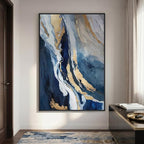 Extra Large Framed Blue Abstract Wall Art by Cuspin