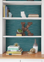 NuWallpaper Steel Blue Grassweave Peel & Stick Wallpaper - Image 4