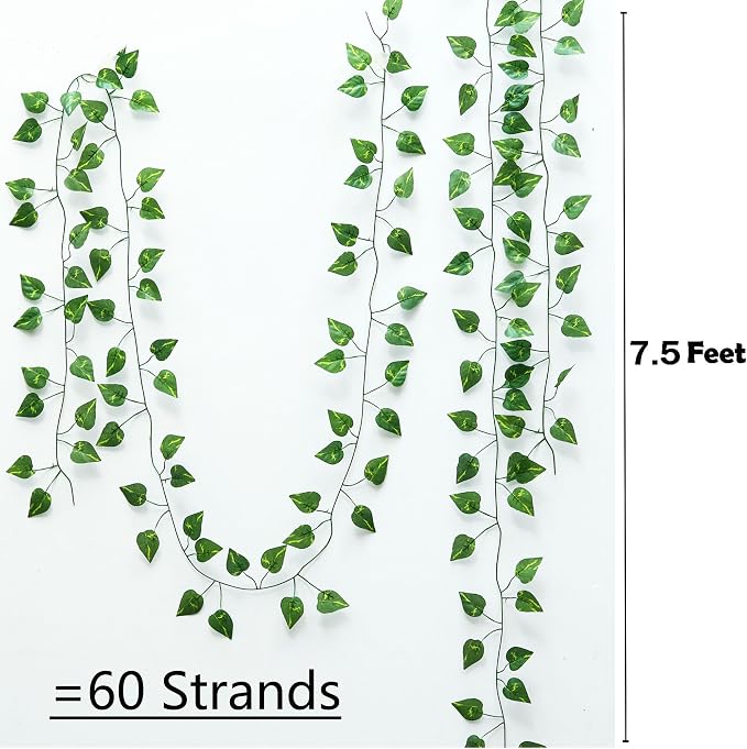 450 Feet 60 Pack Fake Greenery Hanging Garland, Artificial Ivy Leaf Plants - Image 2