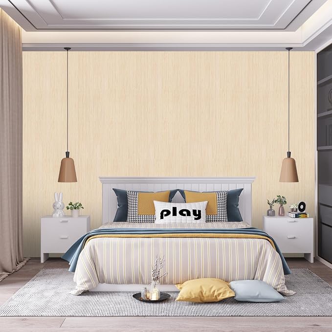 Beige Grasscloth Peel and Stick Wallpaper 15.7" X 120" Textured Self-Adhesive - Image 2