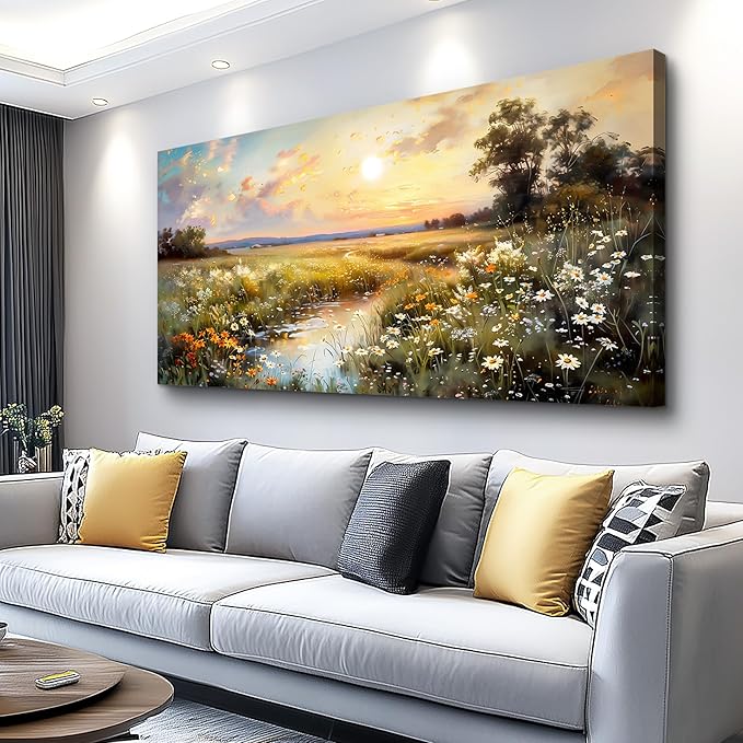 hyidecorart Vintage Farmhouse Wildflower Wall Paintings Canvas Wall Art by hyidecorart