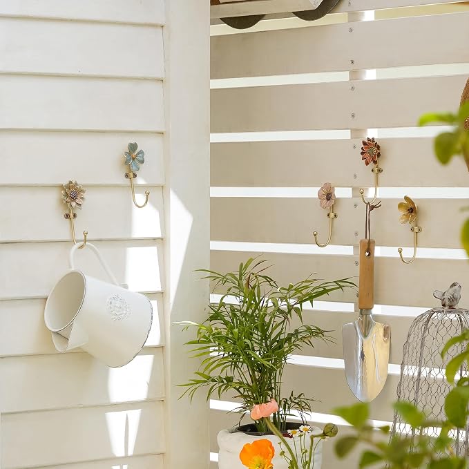 SOFFEE DESIGN Set of 5 Floral Wall Hooks, French Garden Eye-catching Entryway - Image 4