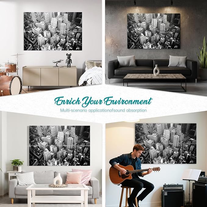 Mollywell Art Acoustic Panels 48x32x0.4 Inch, City Skyline |Sound Absorbing - Image 6