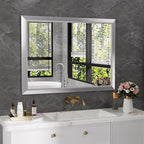 Amorho 40x30 Inch Bathroom Mirror Silver, Thick Metal Framed Wall Mirrors by Amorho