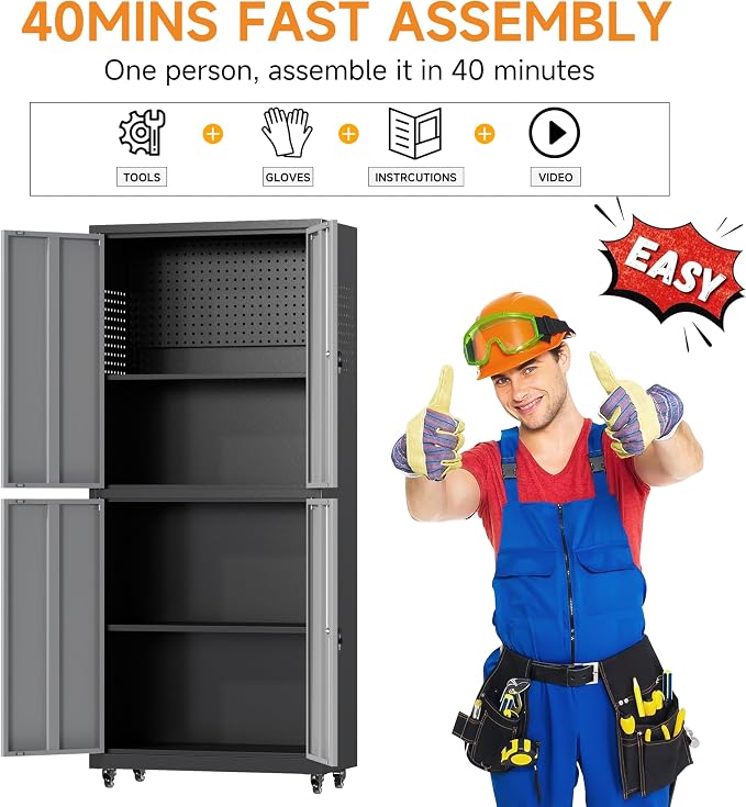 71" H Metal Tool Storage Cabinet - Image 7