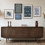 Framed William Morris Wall Art for Living Room, 5 Piece Large Vintage Blue - Image 4