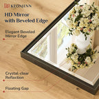 Keonjinn 48" x 36" Large Black Bathroom Mirror, Aluminum Alloy Frame Rustproof - Image 4